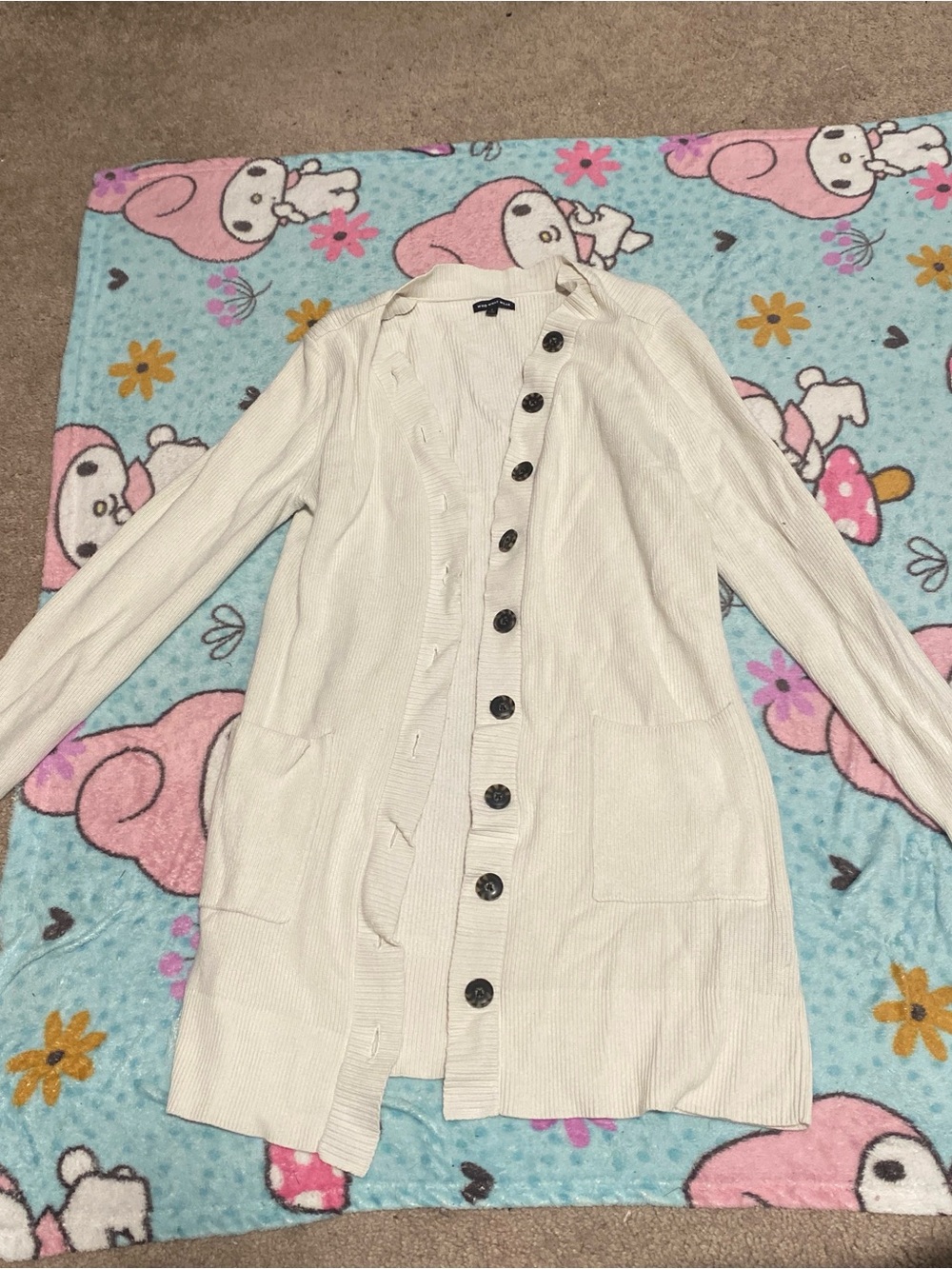 Who What Wear Cream Button-Front Long Cardigan